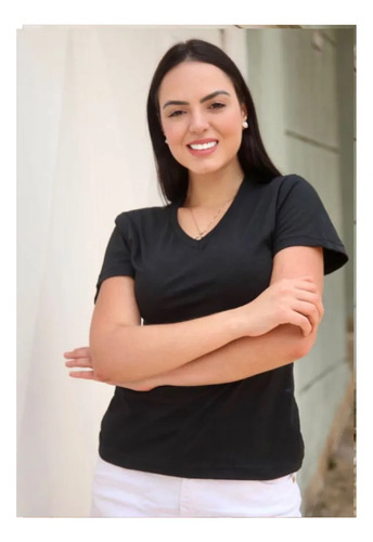 Camiseta Feminina Gola V Algodão Básica Camisa Atacado 30.1 | MercadoLivre