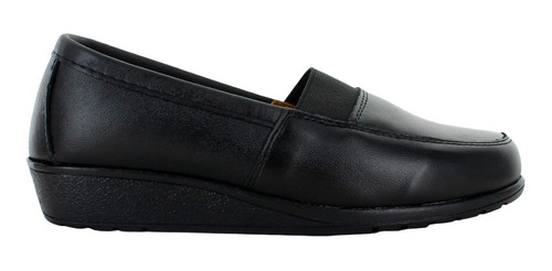 Anro Zapato Mocasin Descanso Resorte Piel Negro Mujer 51557