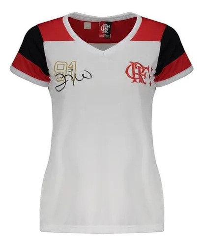 Camisa Flamengo Feminina Oficial Zico Retrô Baby Look