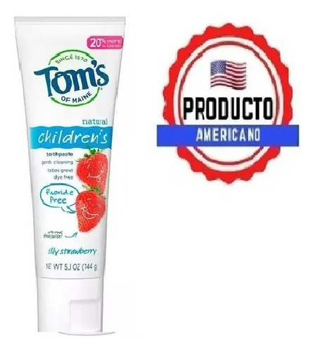 Toms Pasta Dental Para Niños Kids Sin Fluoruro 144g