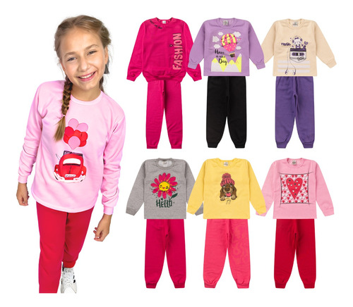 5 Conjunto Moletom Flanelado Infantil Inverno Barato Atacado