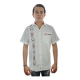 Guayabera De Lino Manga Corta Bordada Yucateca Modelo Alex