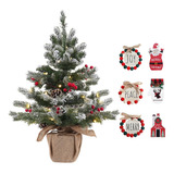 Árbol De Navidad Nevado Mini De 24 Pulgadas 2 Ft Preli...