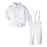 Conjunto De Bebé Niño Elegante, 3 Piezas Camisa, Tirantes Y 