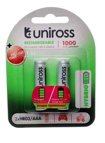  Uniross Aaa C/2 Recarg. 1000mah Telef., Mouse, Controles