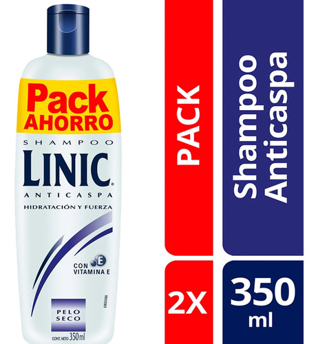  Pack X 2 Shampoo Linic Anticaspa Cabello Seco 350 Ml C/u