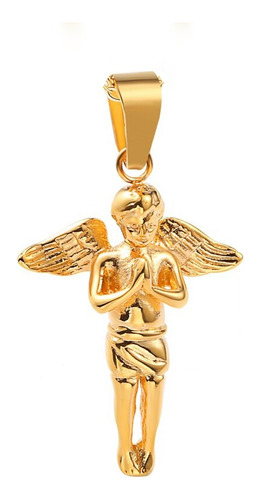 Cadena Collar Protección Ángel De La Guarda Chapado Oro Ip