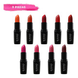 Set Labiales Mate Bissu (kit 9 Piezas - Tonos Rojos/rosas)