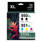 951xl 950xl Ink Cartridges 5-pack, Replacement For Hp 950 95