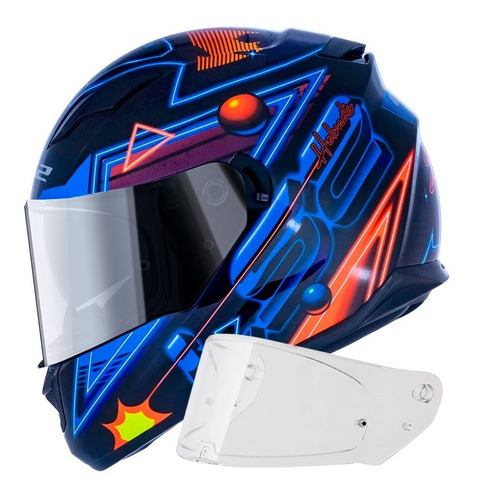 Capacete Ls2 Ff320 Synth Laranja/azul + Viseira Espelhada