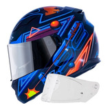 Capacete Ls2 Ff320 Synth Laranja/azul + Viseira Espelhada