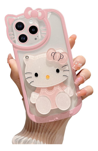 Para iPhone Funda,mirror+silicone Phone Case Gatito Kawaii