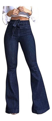 Jeans Mujer Tiro Alto Con Moño Y Pata Elefante [u]