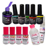 Kit Inicial Esmalte Semipermanente Uv Fem Color Removedor 