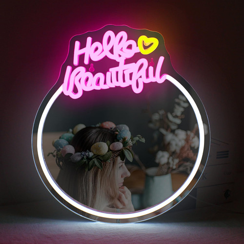 Signship Letrero De Neon Con Espejo De Hello Beautiful Para