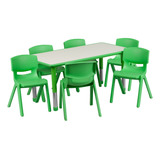 Conjunto Flash Furniture De Mesa Resctangular Y 6 Sillas Api