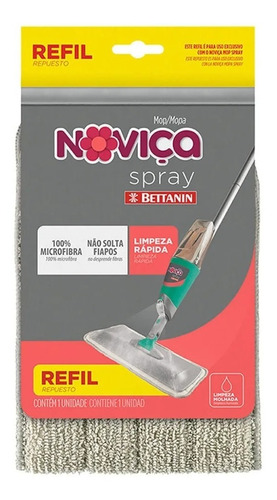 Refil Mop Spray Rodo Mágico Pano Tecido Microfibra Noviça