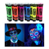 6 Tubos Pintura Neon Corporal Glow Luz Negra Uv Body Paint