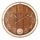 Reloj De Pared Extragrande Bulova Panel Time, 30  , Cereza C