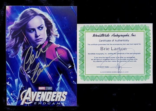 Brie Larson Captain Marvel Avengers Endgame Autógrafo Foto