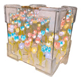 Cubo Lampara Espejo Con Luz Tulipán Nocturna Led Tulipanes