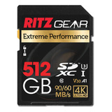 Ritz Gear Tarjeta Sd Sdxc Uhs-i De Alta Velocidad De 512 Gb,