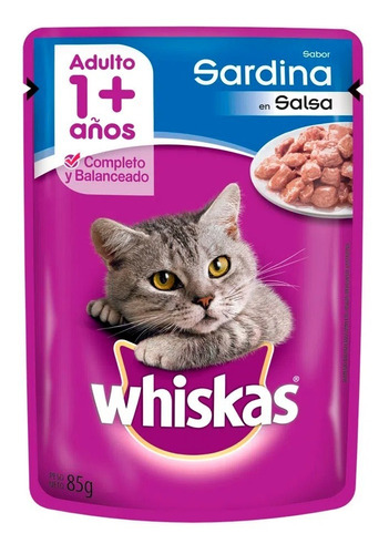 Whiskas Sobrecitos Pouch Sabor Sardina 85 Grs. X 12 Unidades