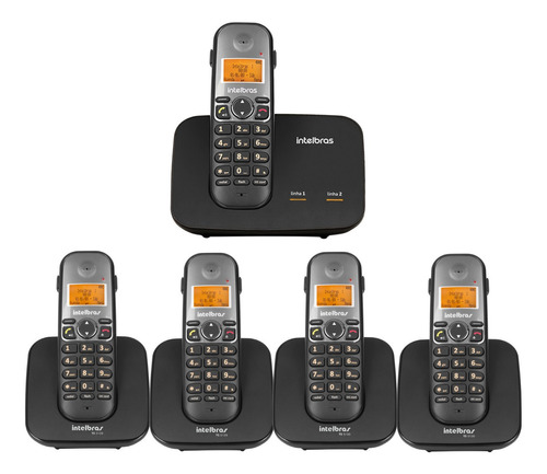 Kit Telefone 2 Linhas Ts 5150 + 4 Ramal Ts 5121 Intelbras
