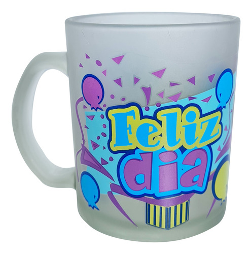  Taza De Vidrio Feliz Día, Globos, Banderines, Celebración 