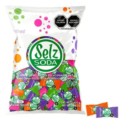 Anahuac Selz Soda Frutales Caramelo Relleno Sabores Efervescentes 100pz 420g | MercadoLibre