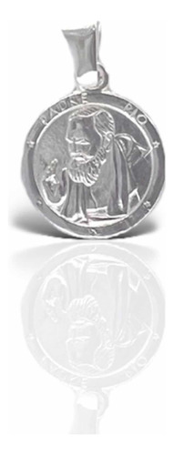 Medalla Del Padre Pío De Plata Fina 925