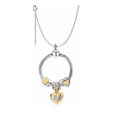 Collar Compatible Pandor 3 Charms Corazón Mujer Regalo Amor