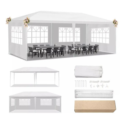 Toldo Para Eventos 3x6 Metros Carpa Con Ventanas Estructura Armable Paredes Laterales Removibles Ideal Para Fiestas, Ferias, Bodas Y Jardín Color Blanco | Meses sin interés