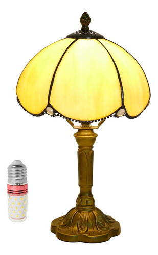 Lámpara De Mesa Tiffany Color Beige Estilo Bahía Ámbar Crema