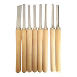 Set 8 Gubias Profesional Acero Mango Madera