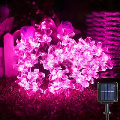 Luces Solares De Cerezo Para Jardín, Guirnaldas, Flores Y Fl