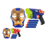 Pistola Nerf Lança Dardos Com Máscara Homem De Ferro N/caixa