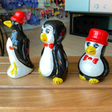 Trio De Pinguim Decoração De Geladeira Sala Rack Em Cerâmica