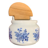 Saleiro Parede/bancada Redon 1 Kg Azul Floral Porcelana  