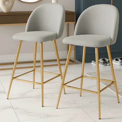 2 Bancos Para Barra Moderno Pata Doradas Tela Linen Juego De 2 Acabado de la estructura Brillante Color Dorado | Envío gratis