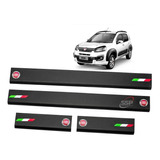  Cubre Zocalos Laminados Negros P/ Fiat Uno Logo + Bandera 