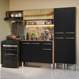 Mueble De Cocina Completo De 229cm Madesa Emilly 07 Color Rústico/negro