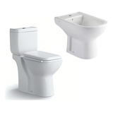  Juego De Baño Inodoro Largo Sanitario Con Bidet Monocomando