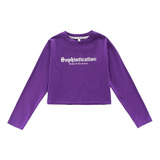 Ropa De Hip Hop Para Niños, Sudadera Corta Morada, Tops Stre