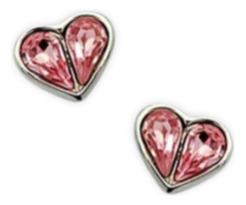 Joyeria Mujer Dama Aretes Corazon Doble Cristal Austriaco