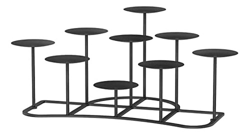 Qikadsen Candelabro De Vela De Metal Negro Para Chimenea/mes