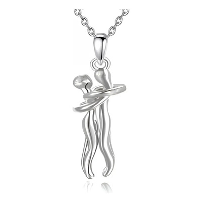 Collar Pareja De Enamorados Abrazo Eterno Infinito Plata 925 Color Plateado Bissier | Meses sin interés