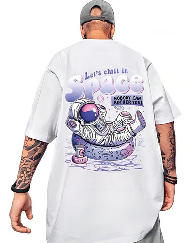 Camiseta Deportiva Manga Corta Estampado Astronautas Hombres