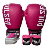 Kit Boxe Muaythai Feminino Luva 12 Band Bucal Thunder Pulser