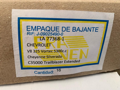Empacadura Bajante Chevrolet 325 Cheyenne Silverado 5.3 Foto 3